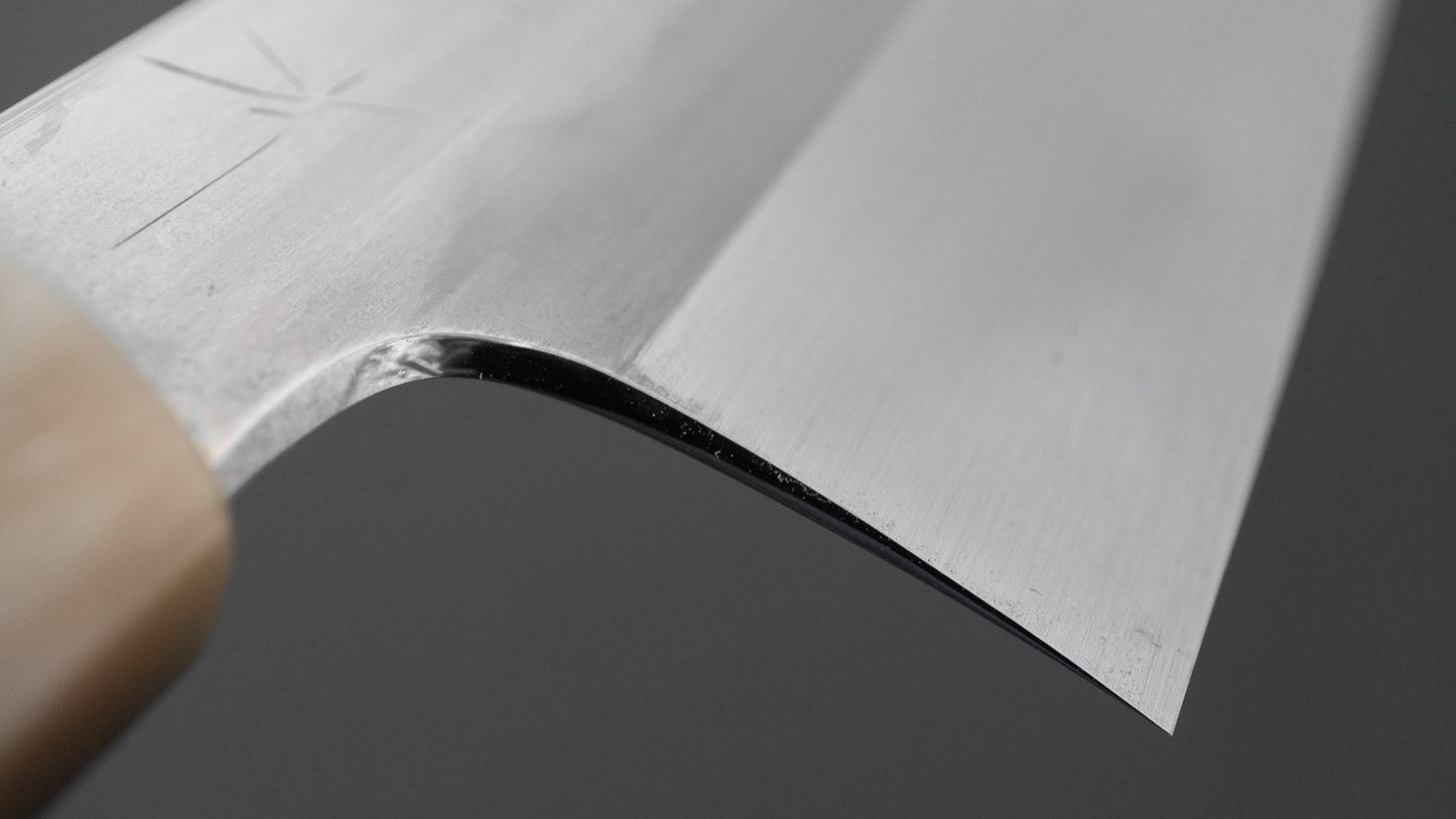 ひとひら 富樫 白一鋼 湾れ紋 水本焼 切付牛刀 240mm 暹羅柿柄 (#160)