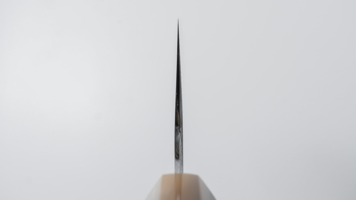 ひとひら 富樫 白一鋼 湾れ紋 水本焼 切付牛刀 240mm 暹羅柿柄 (#160)