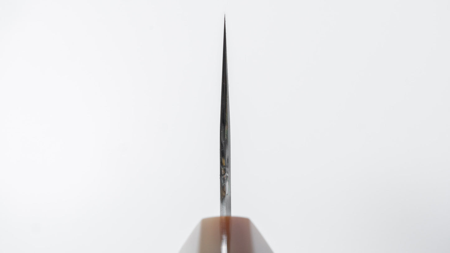 ひとひら 富樫 白一鋼 湾れ紋 水本焼 文化 180mm 暹羅柿柄 (#163)