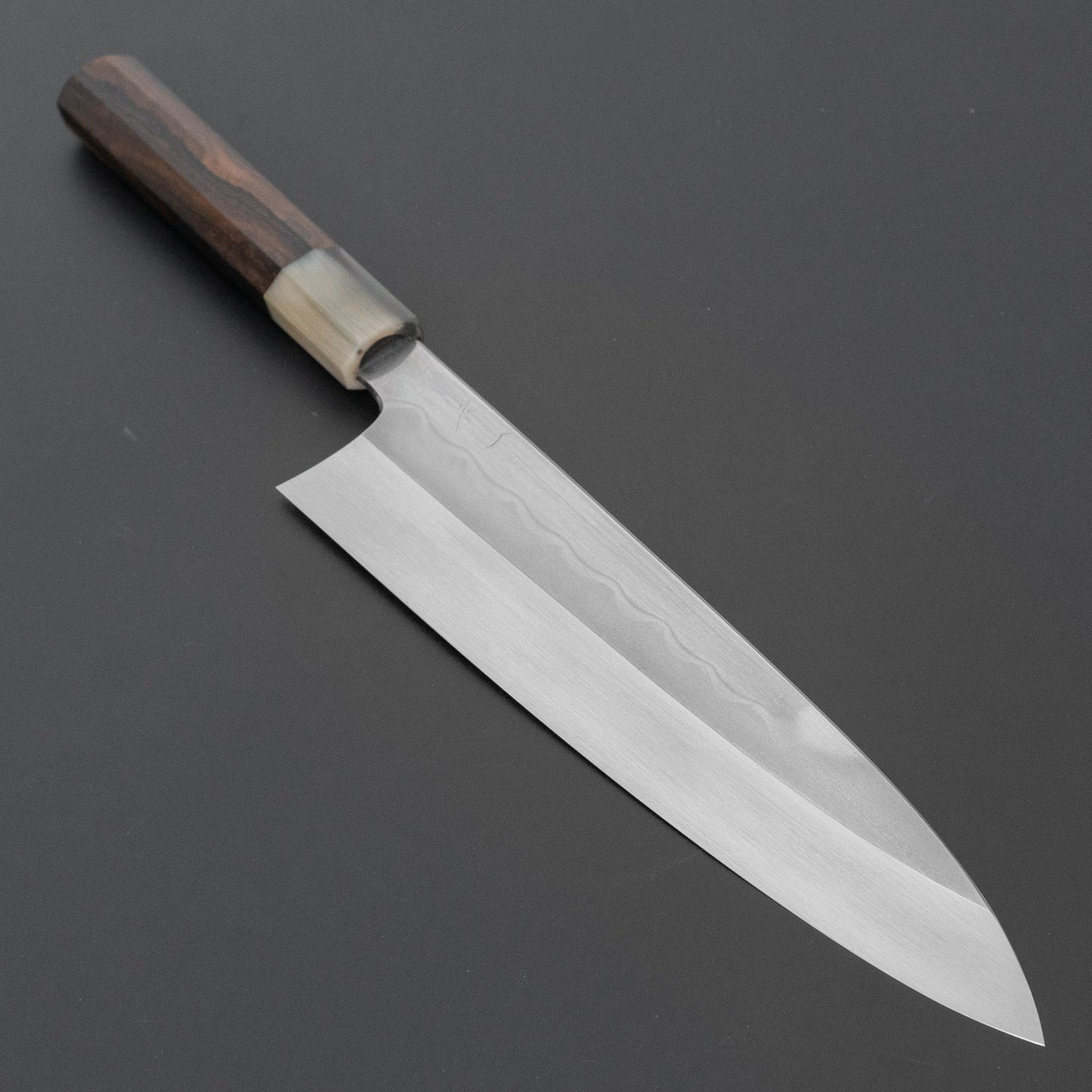 ひとひら 富樫 青一鋼 湾れ紋 水本焼 牛刀 240mm 暹羅柿柄 (#168)