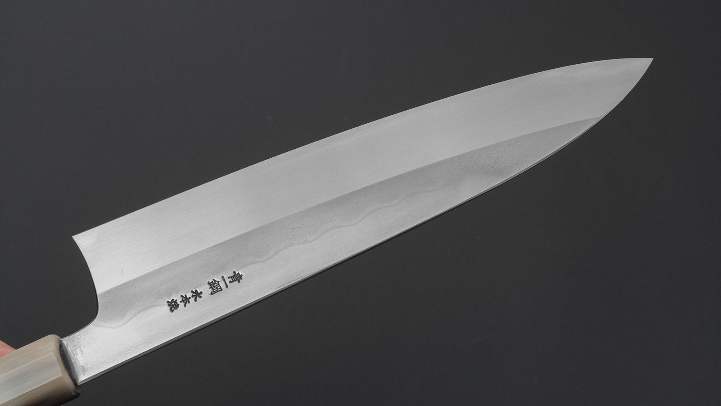 ひとひら 富樫 青一鋼 湾れ紋 水本焼 牛刀 240mm 暹羅柿柄 (#168)