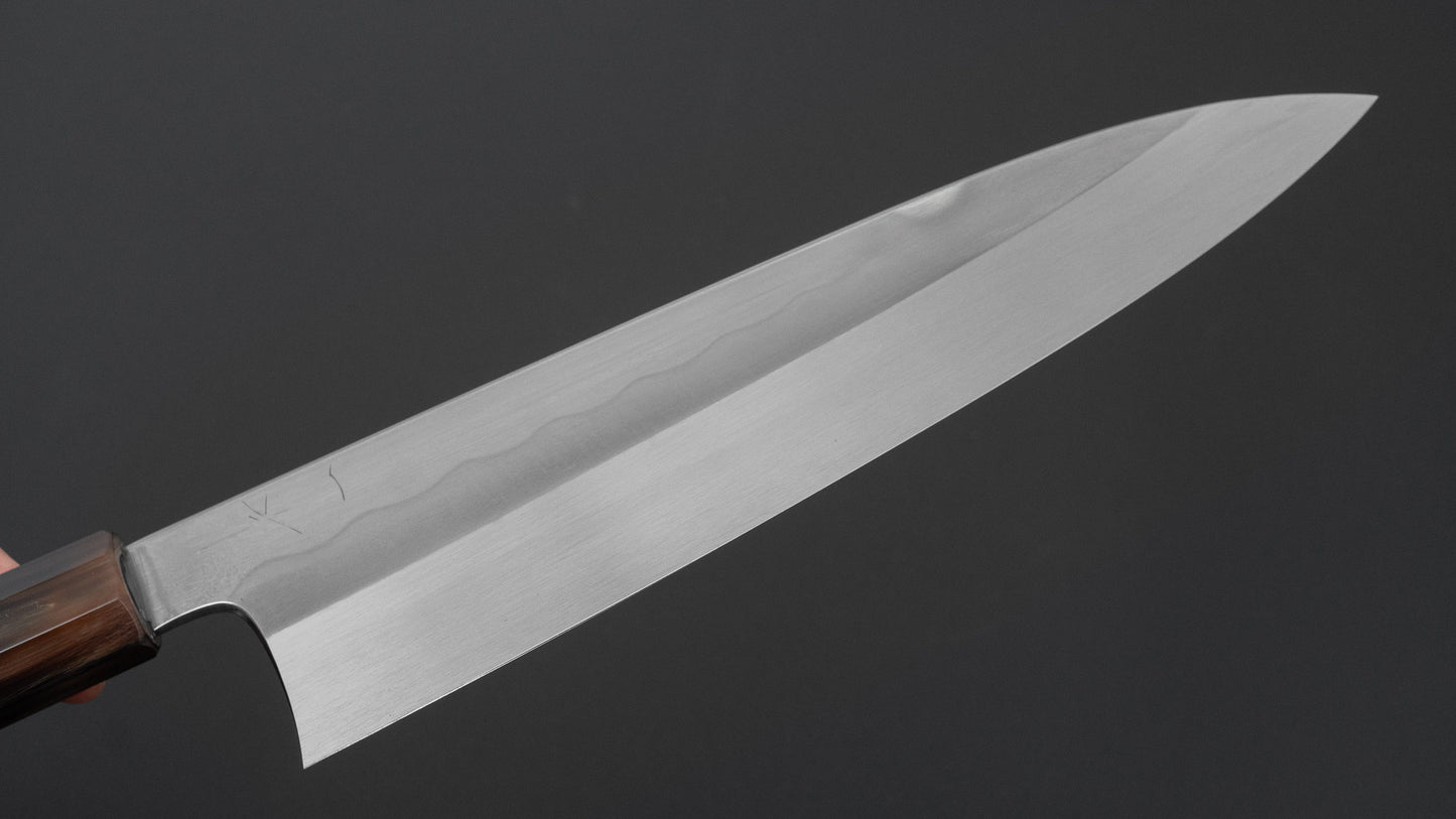 ひとひら 富樫 青一鋼 湾れ紋 水本焼 牛刀 240mm 太平黒檀柄 (#169)