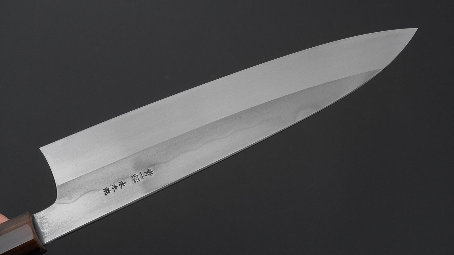 ひとひら 富樫 青一鋼 湾れ紋 水本焼 牛刀 240mm 太平黒檀柄 (#169)
