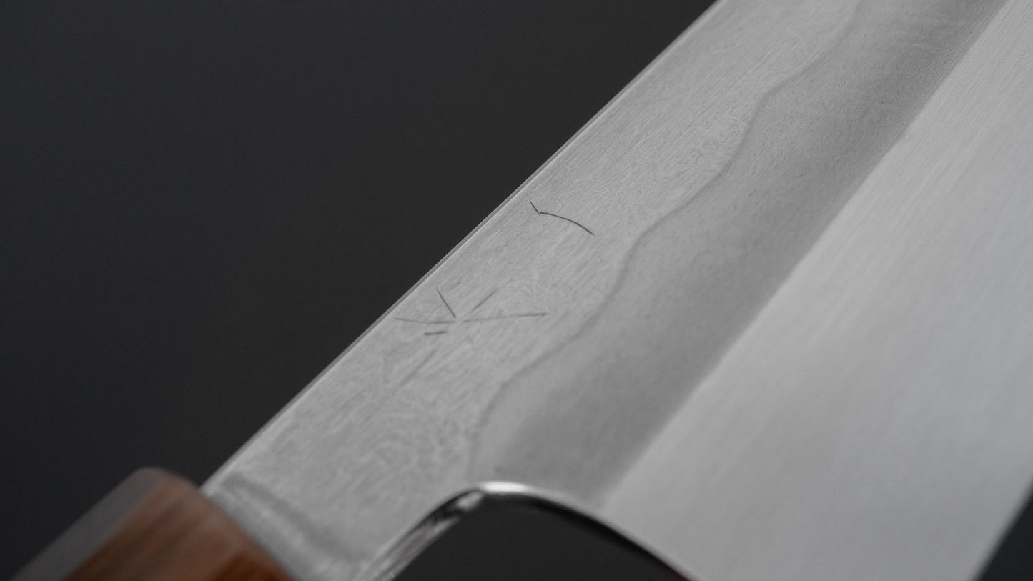 ひとひら 富樫 青一鋼 湾れ紋 水本焼 牛刀 240mm 太平黒檀柄 (#169)