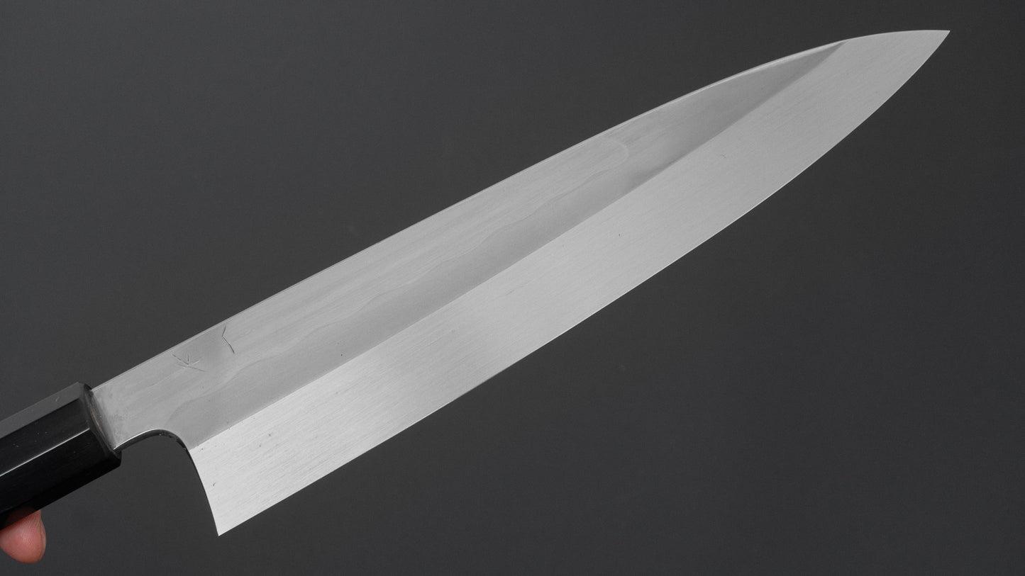 ひとひら 富樫 白一鋼 湾れ紋 水本焼 牛刀 240mm 黒柿柄 (#173)