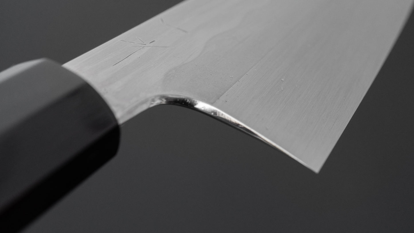 ひとひら 富樫 白一鋼 湾れ紋 水本焼 牛刀 240mm 黒柿柄 (#173)