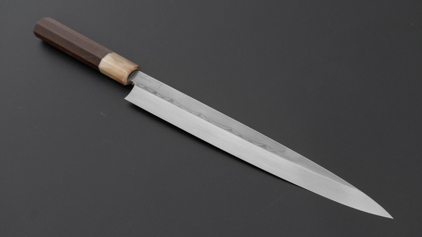 ひとひら 富樫 白一鋼 三本杉 水本焼 柳刃 270mm 太平縞黒檀柄