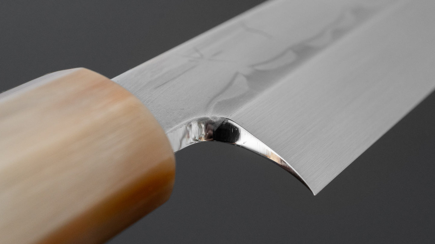 ひとひら 富樫 白一鋼 三本杉 水本焼 柳刃 270mm 太平縞黒檀柄