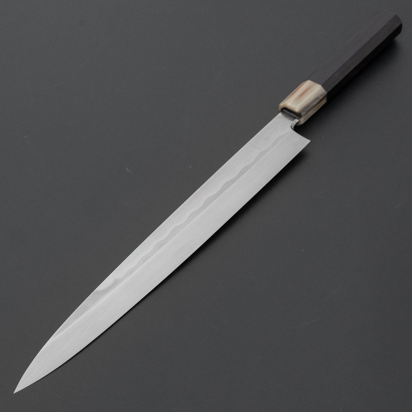 ひとひら 富樫 白一鋼 湾れ紋 水本焼 左用 柳刃 300mm 黒檀柄