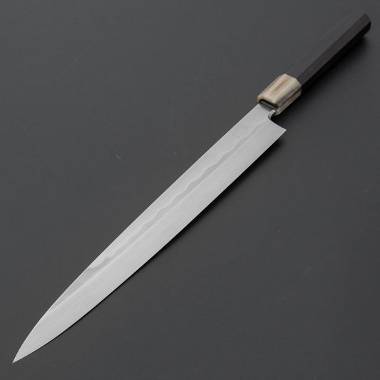 Hitohira Togashi White #1 Notaremon Mizu Honyaki Left-Handed Yanagiba 300mm Ebony Handle (Saya)