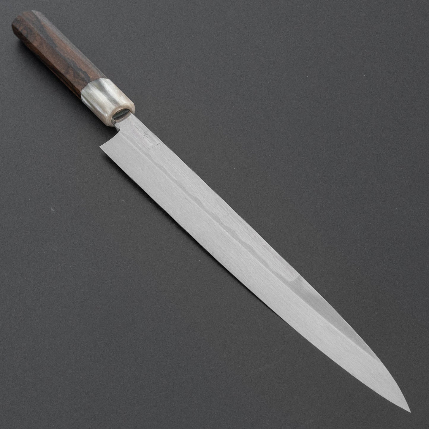 ひとひら 富樫 白一鋼 湾れ紋 水本焼 柳刃 300mm 暹羅柿柄 (両鏡面)