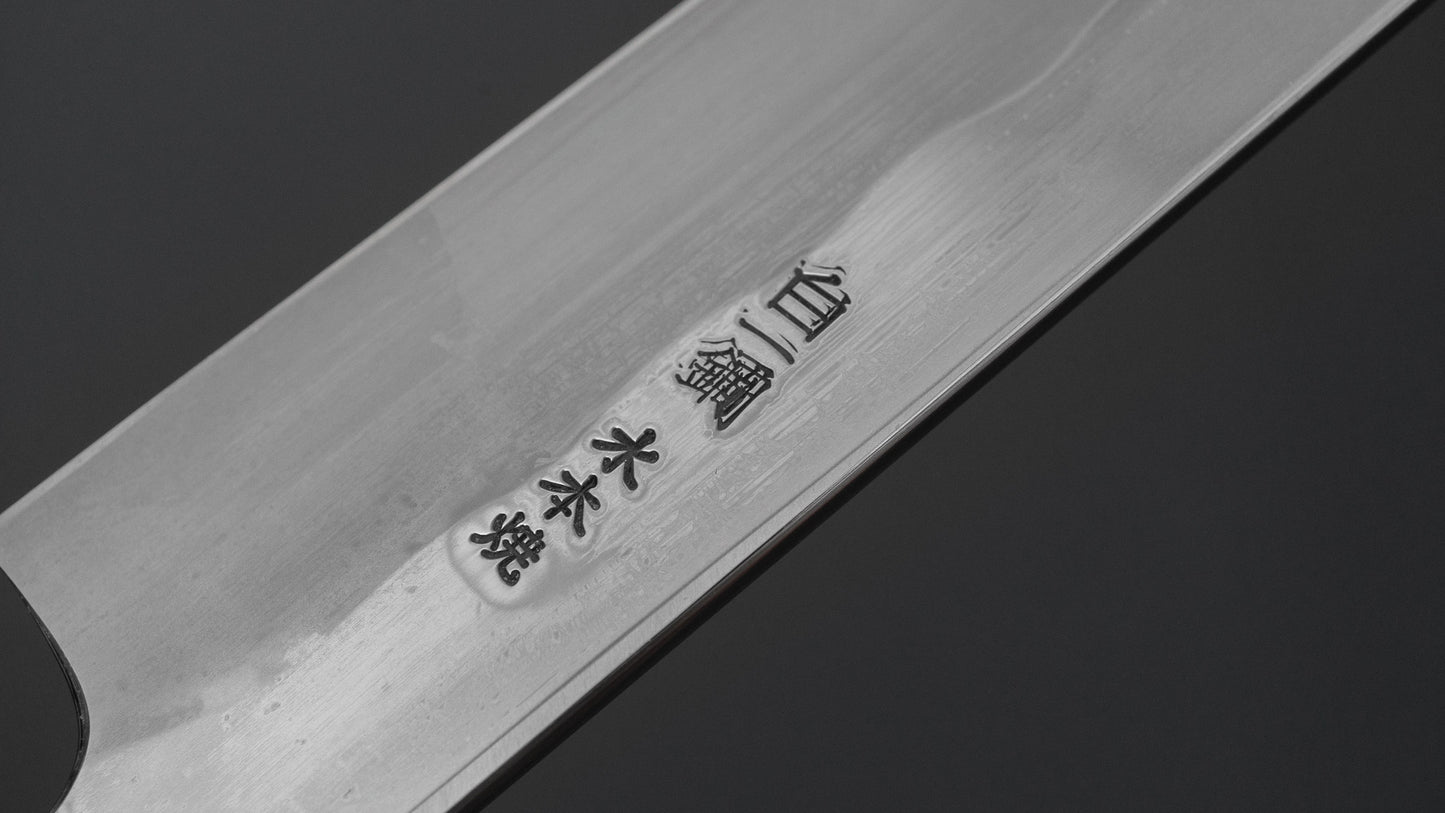 ひとひら 富樫 白一鋼 湾れ紋 水本焼 柳刃 300mm 暹羅柿柄 (両鏡面)