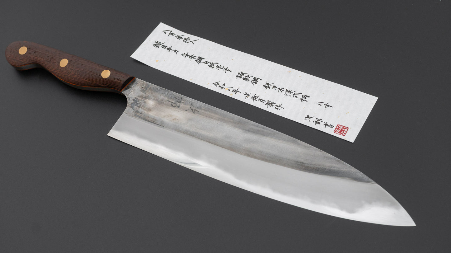 かじや次郎 鎚目 洋式 牛刀 240mm 鉄刀木柄 (#838)