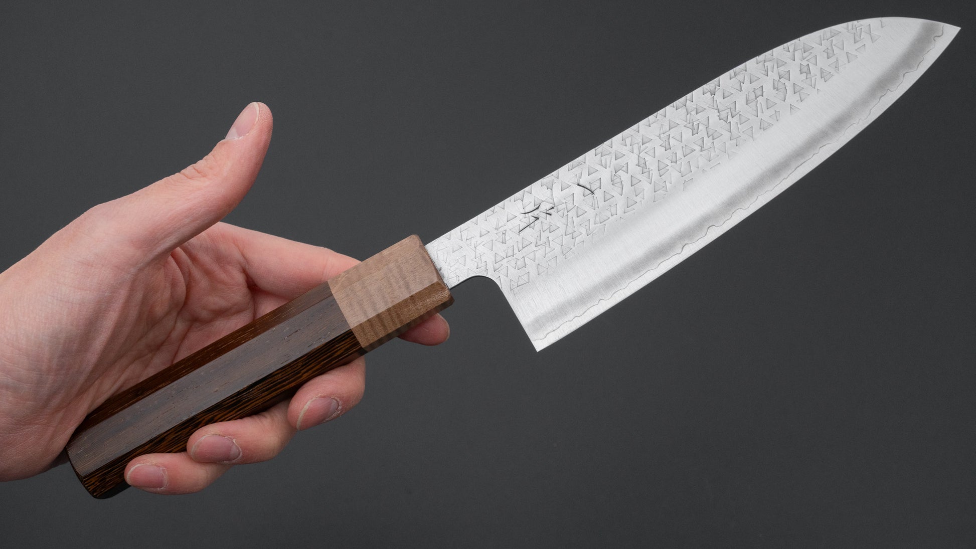Hitohira Echizen SG2 Tsuchime Santoku 170mm Tagayasan Handle