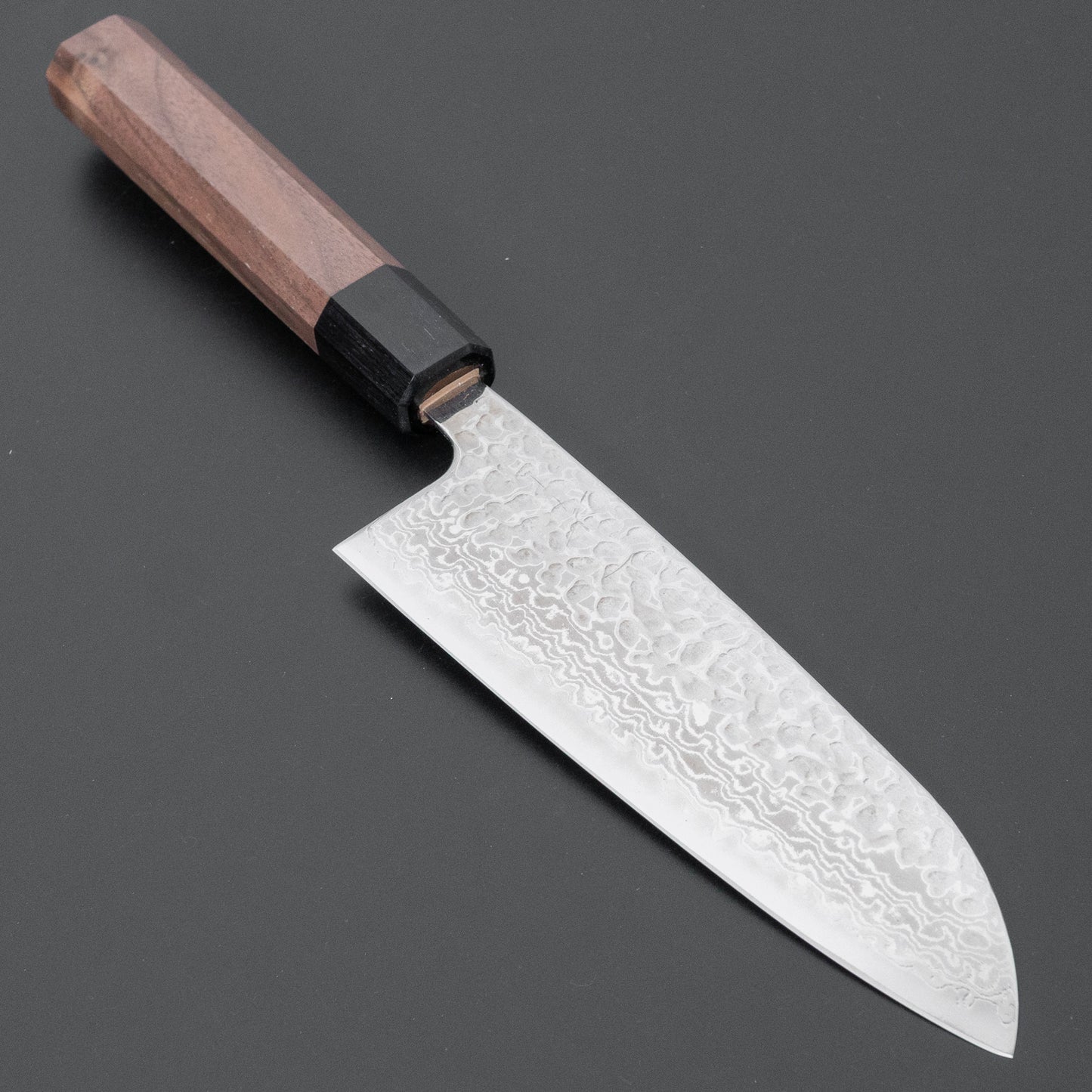 Hitohira Futana S3 Tsuchime Damascus Santoku 170mm Walnut Handle