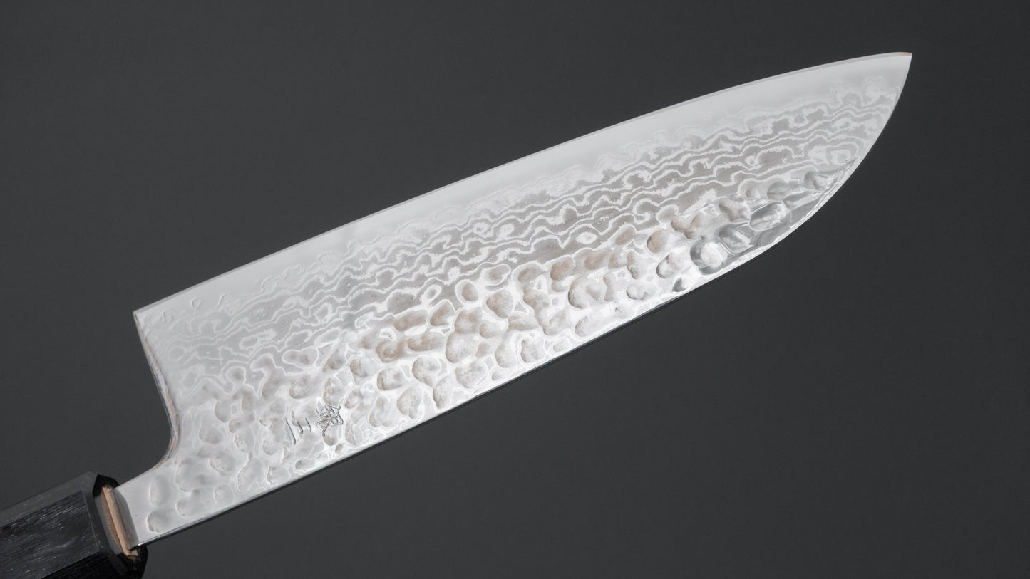 Hitohira Futana S3 Tsuchime Damascus Santoku 170mm Walnut Handle