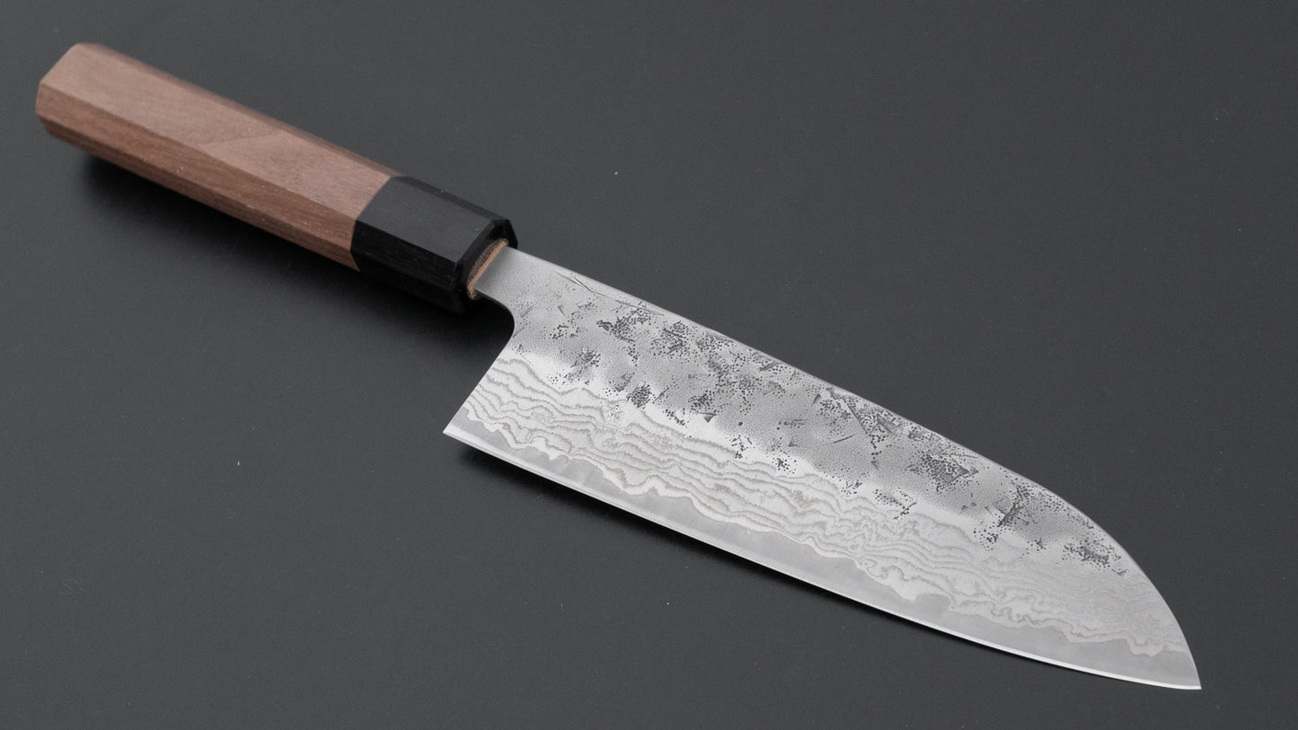Hitohira Futana Swedish Stainless Nashiji Damascus Santoku 170mm Walnut Handle
