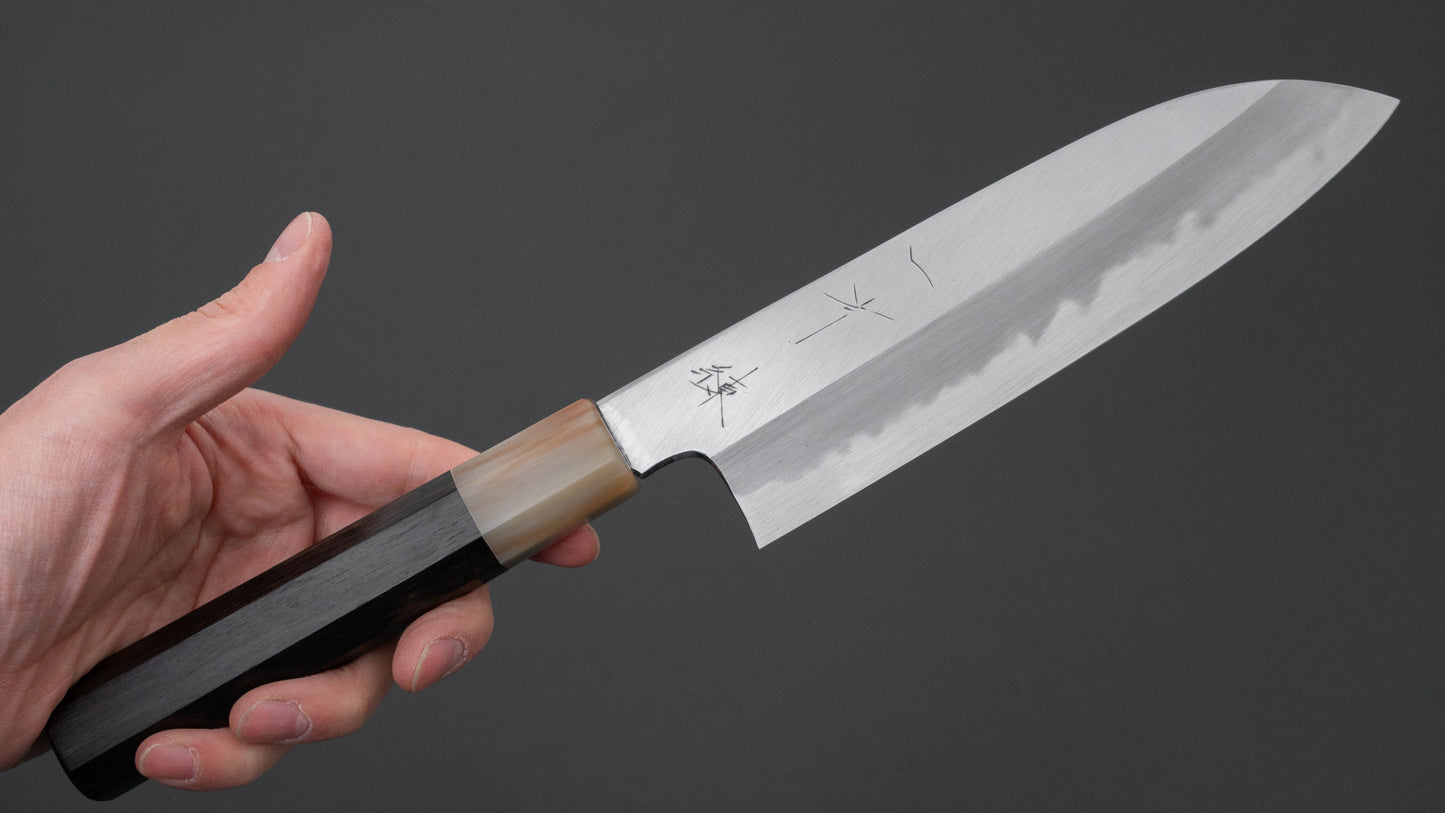Hitohira Tanaka Ren White #2 Santoku 180mm Ebony Handle
