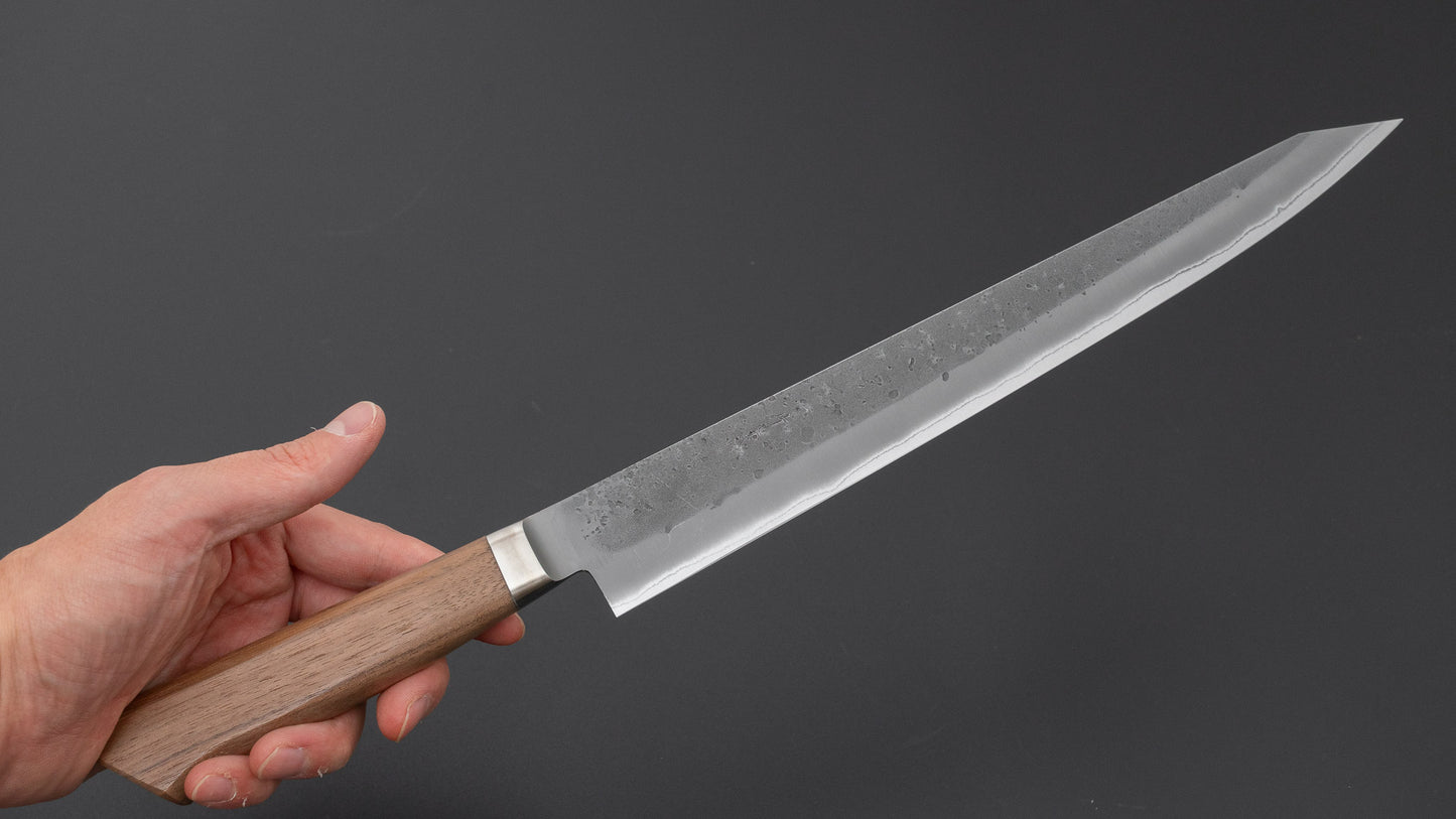 Hitohira TD Blue #2 Stainless Clad Nashiji Yo Sujihiki 270mm Walnut Handle