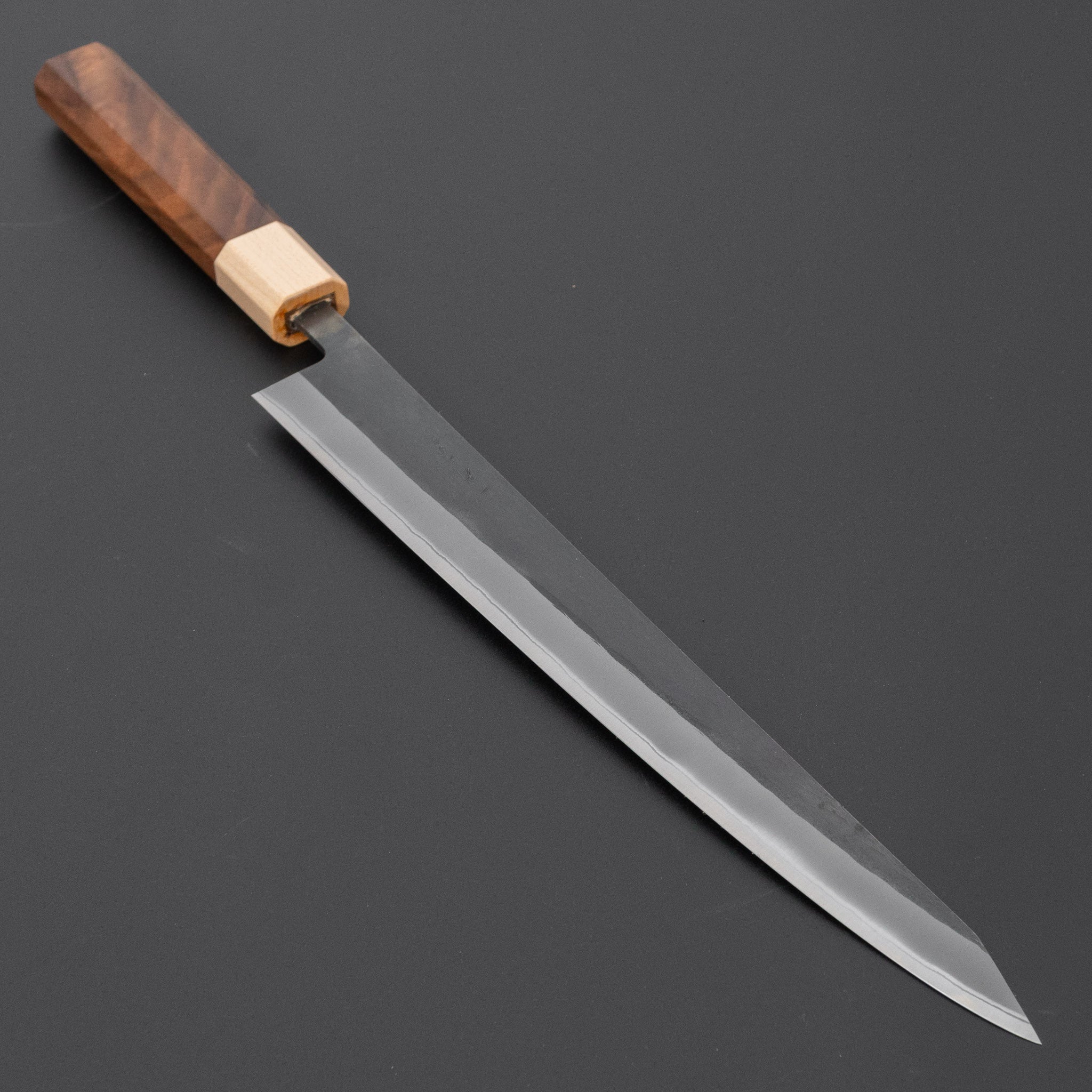 Hitohira TD Blue #2 Stainless Clad Kurouchi Sujihiki 270mm Walnut