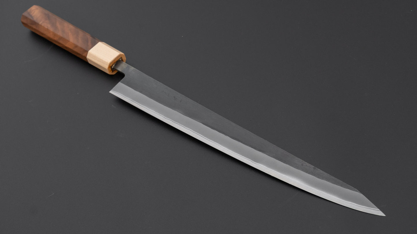 Hitohira TD Blue #2 Stainless Clad Kurouchi Sujihiki 270mm Walnut Handle