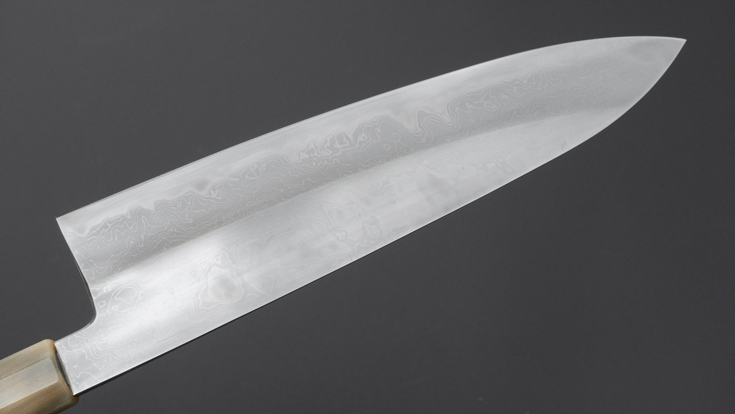 Hitohira Tokuuchi Tanaka Naoki White #1 Damascus Gyuto 240mm Taihei Makassar Ebony Handle