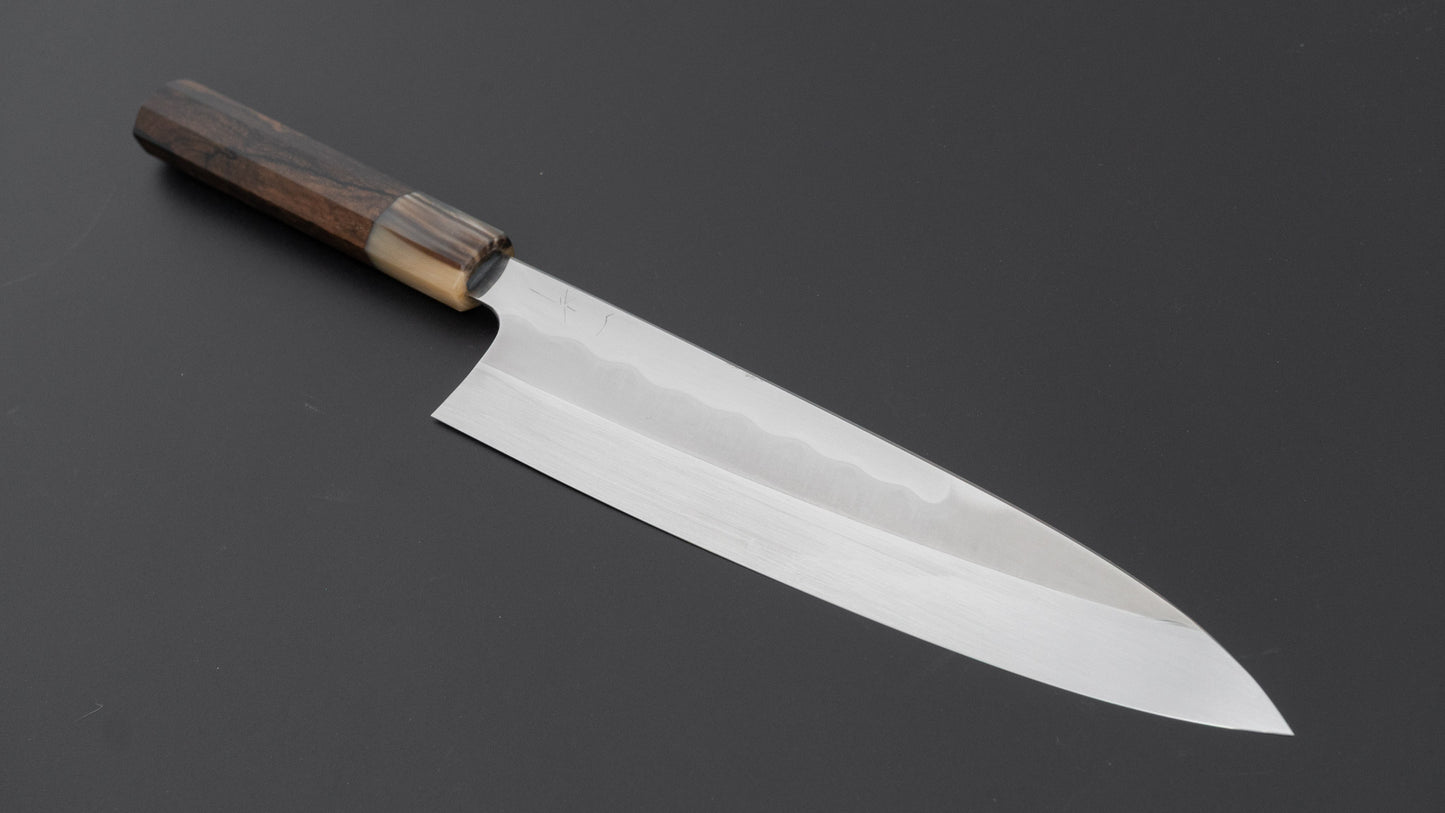 Hitohira Togashi White #1 Notaremon Mizu Honyaki Gyuto 240mm Ziricote Handle (#175/ Saya)