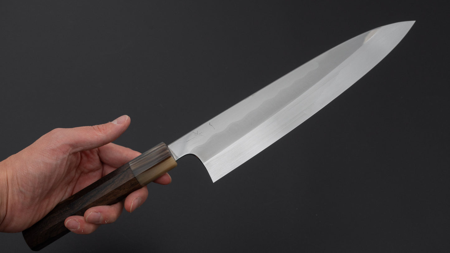 Hitohira Togashi White #1 Notaremon Mizu Honyaki Gyuto 240mm Ziricote Handle (#175/ Saya)