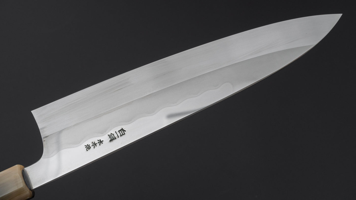 Hitohira Togashi White #1 Notaremon Mizu Honyaki Gyuto 240mm Ziricote Handle (#175/ Saya)