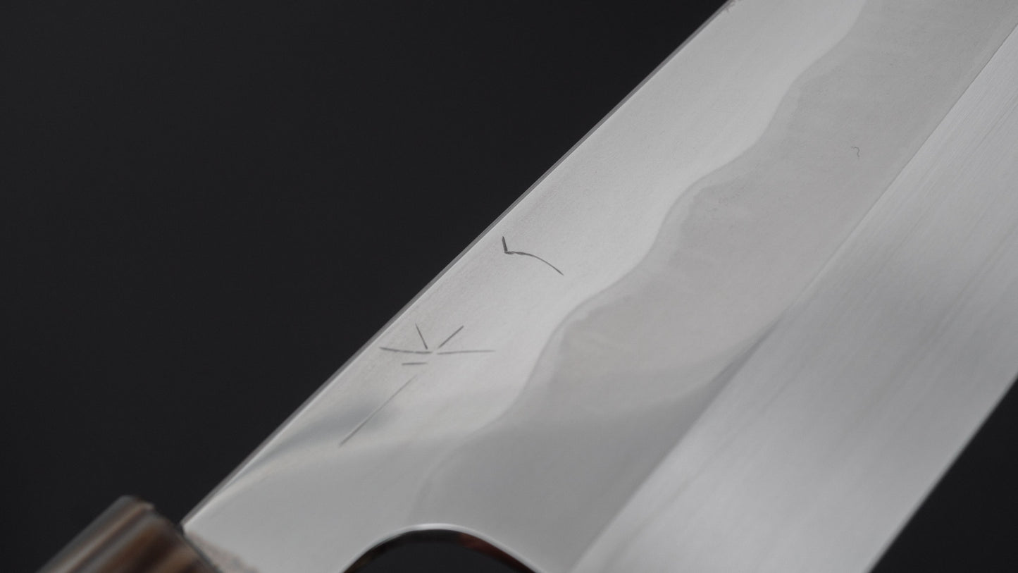 Hitohira Togashi White #1 Notaremon Mizu Honyaki Gyuto 240mm Ziricote Handle (#175/ Saya)