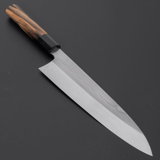 ひとひら 富樫 青一鋼 湾れ紋 水本焼 牛刀 240mm 黒柿柄 (#115)