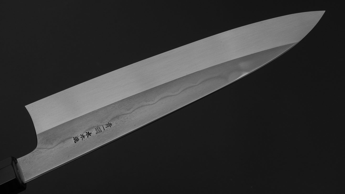 Hitohira Togashi Blue #1 Notaremon Mizu Honyaki Gyuto 240mm Kurokaki Persimmon Handle (#177 Saya)
