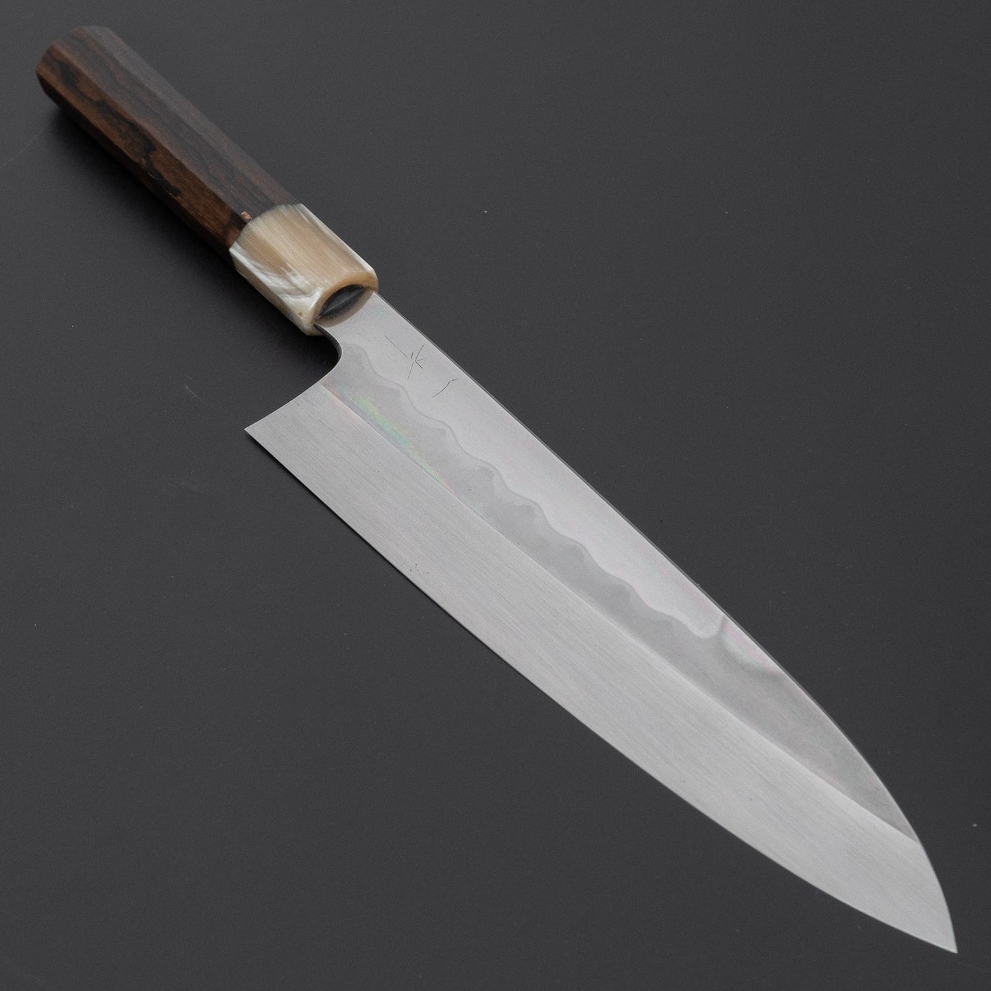Hitohira Togashi White #1 Notaremon Mizu Honyaki Gyuto 240mm Ziricote Handle (#178/ Saya)