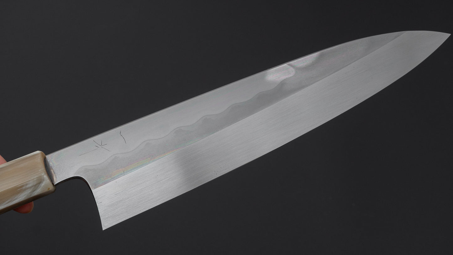 Hitohira Togashi White #1 Notaremon Mizu Honyaki Gyuto 240mm Ziricote Handle (#178/ Saya)