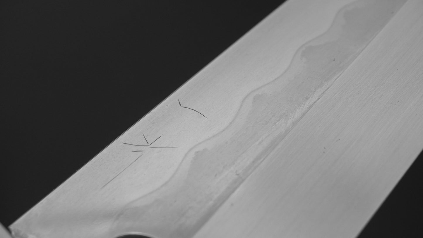 Hitohira Togashi White #1 Notaremon Mizu Honyaki Gyuto 240mm Ziricote Handle (#178/ Saya)
