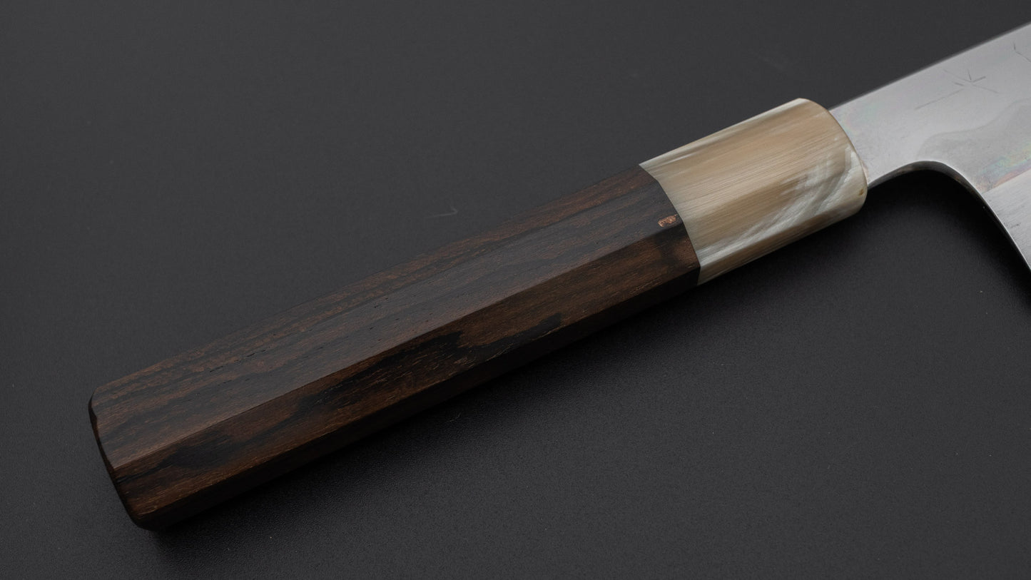 Hitohira Togashi White #1 Notaremon Mizu Honyaki Gyuto 240mm Ziricote Handle (#178/ Saya)
