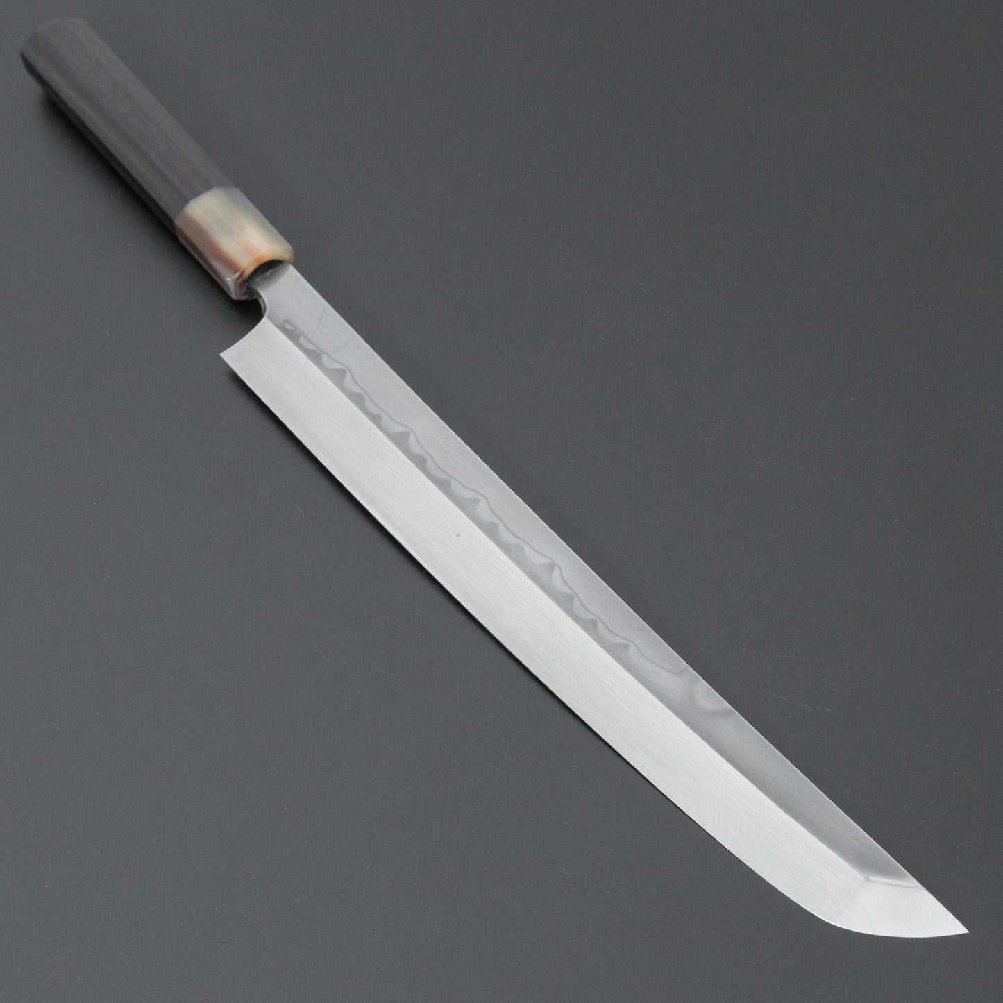 Hitohira Togashi White #1 Sanbonsugi Mizu Honyaki Yanagi Sakimaru 300mm Taihei Makassar Ebony Handle (Saya)