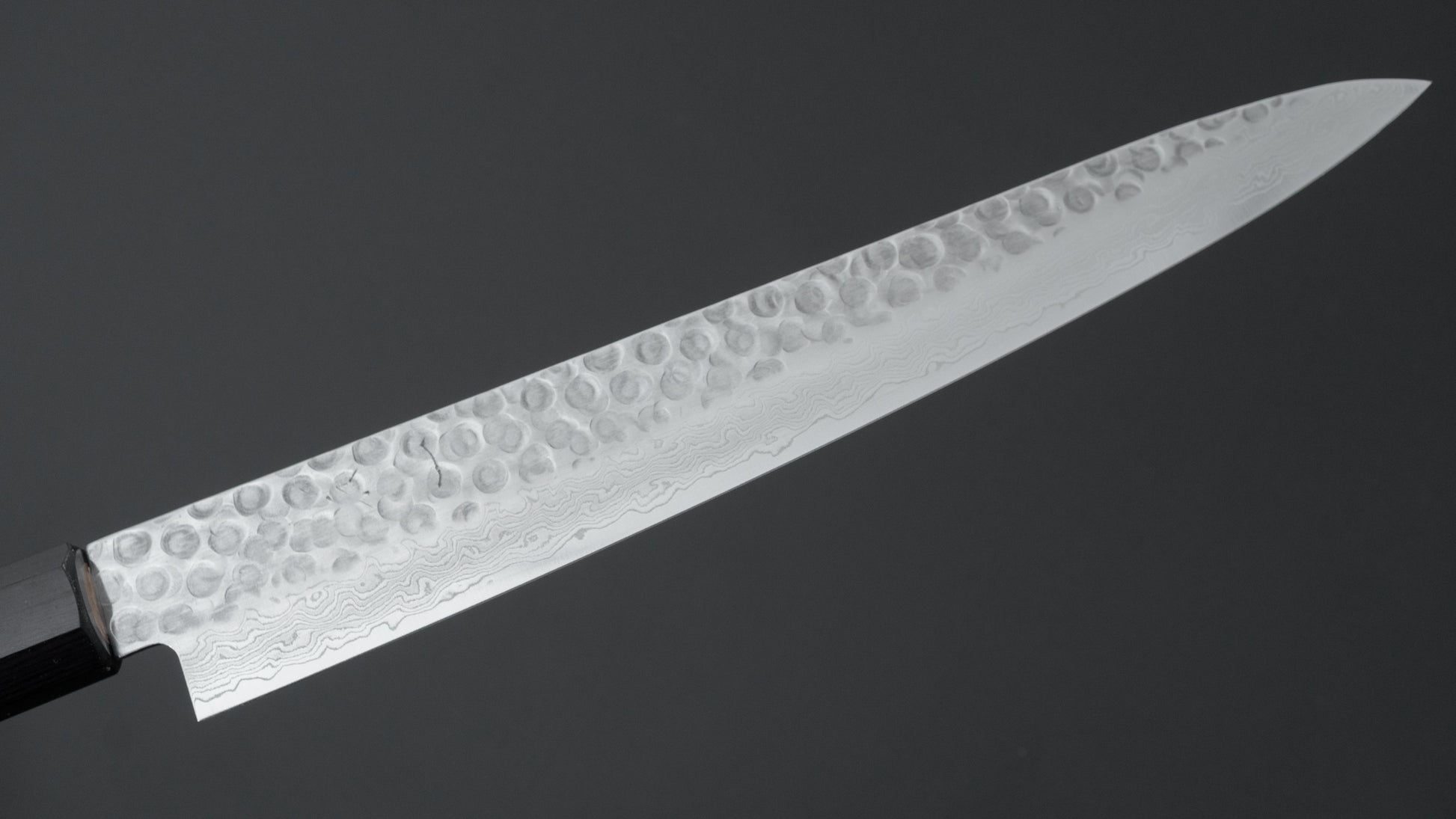 Hitohira HG Tsuchime Damascus Sujihiki 240mm Walnut Handle