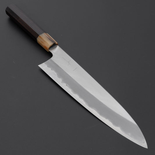 ひとひら 富樫 青一鋼 ステンレス 磨 牛刀 240mm 黒檀柄