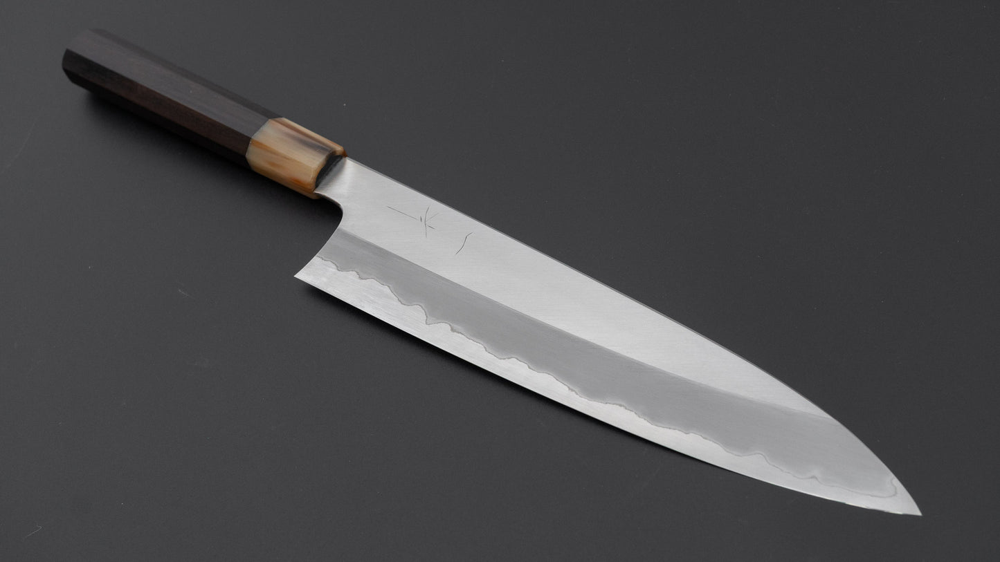 ひとひら 富樫 青一鋼 ステンレス 磨 牛刀 240mm 黒檀柄