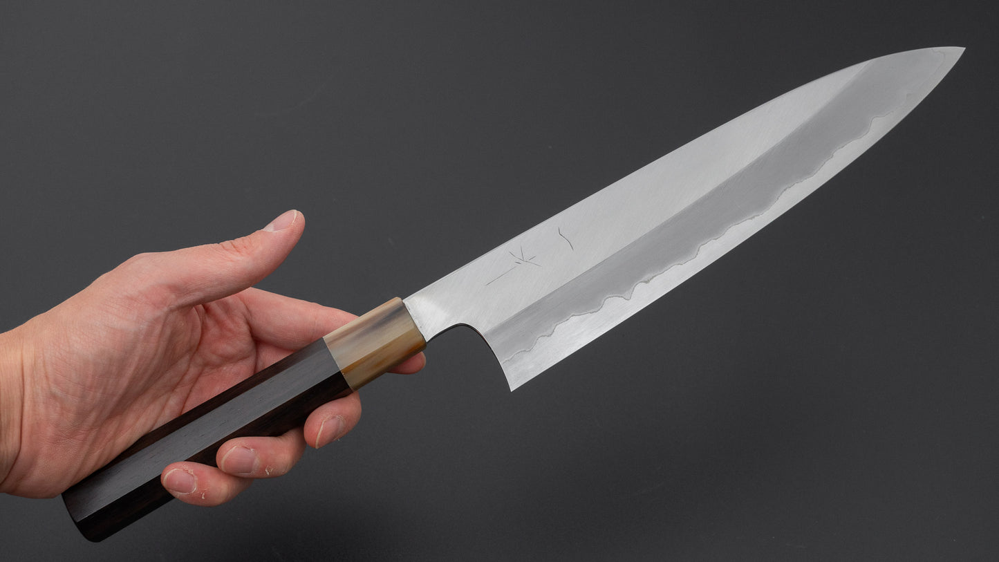 ひとひら 富樫 青一鋼 ステンレス 磨 牛刀 240mm 黒檀柄