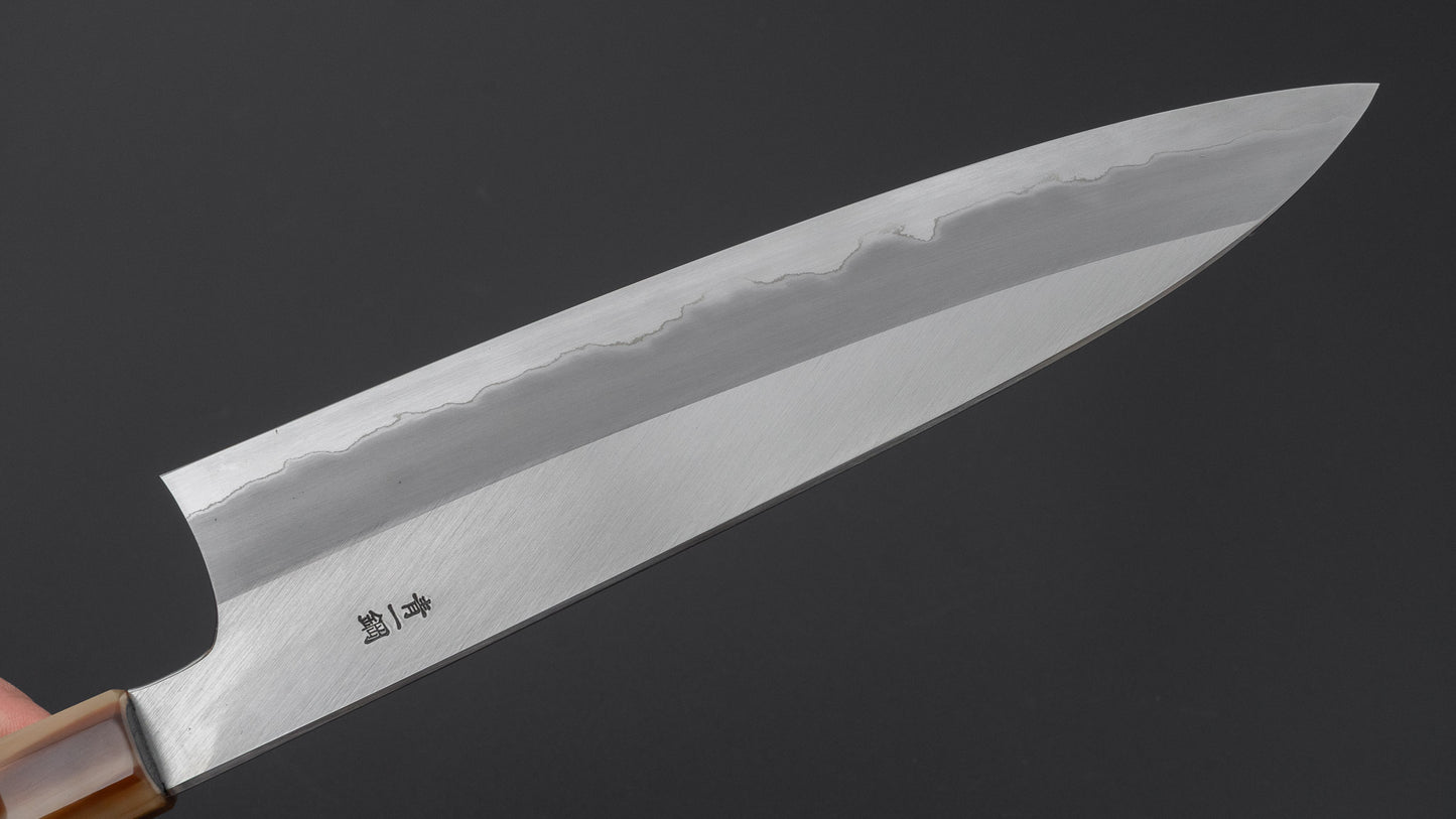 ひとひら 富樫 青一鋼 ステンレス 磨 牛刀 240mm 黒檀柄