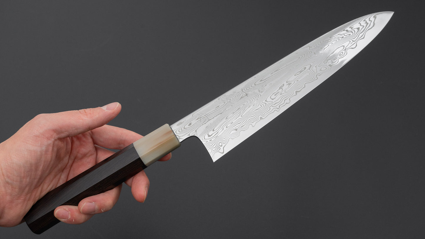 Hitohira Nakagawa Rou SG STRIX Damascus Gyuto 210mm Ebony Handle