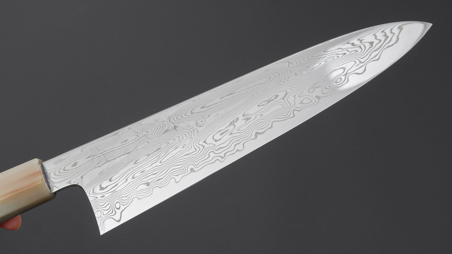 Hitohira Nakagawa Rou SG STRIX Damascus Gyuto 210mm Ebony Handle