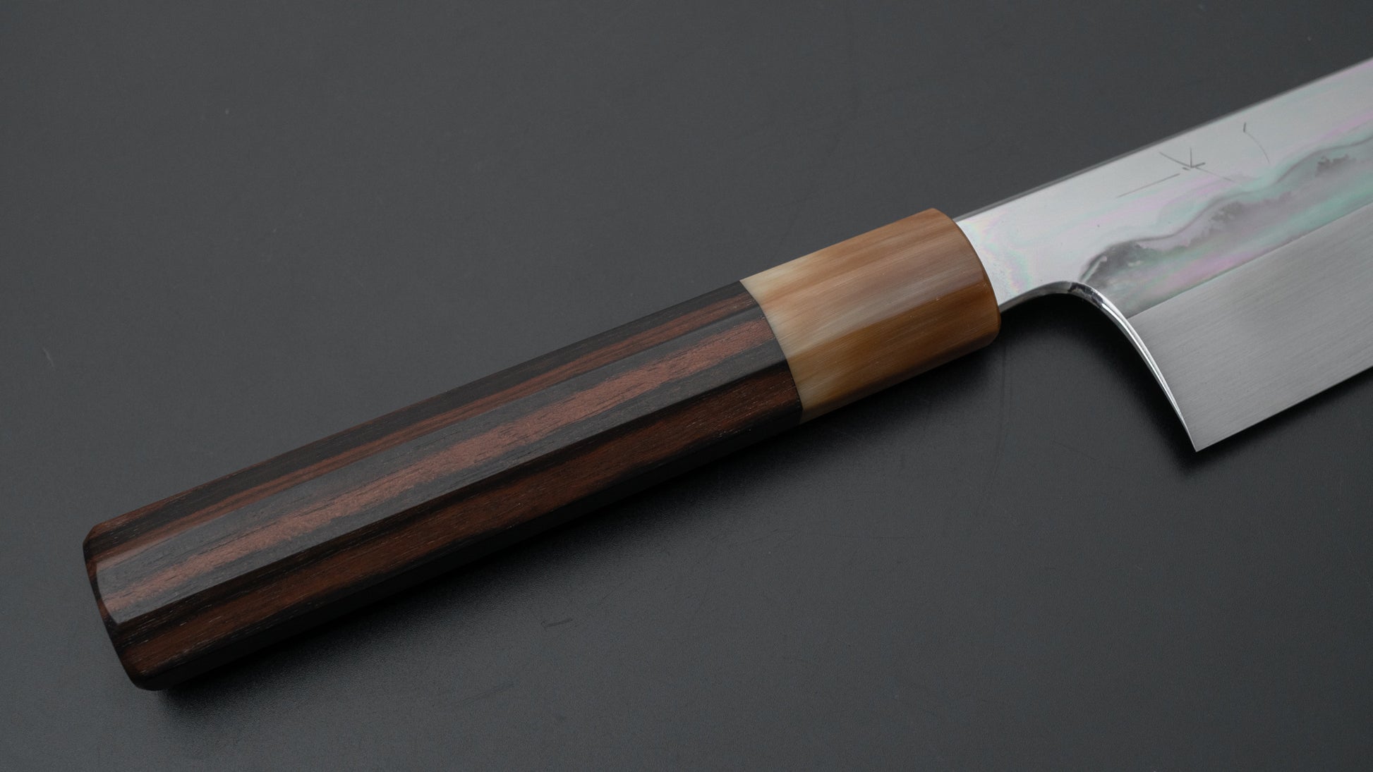 Hitohira Togashi Notaremon White #1 Mizu Honyaki Kiritsuke Gyuto 240mm Taihei Makassar Ebony Handle (#070/ Saya) - HITOHIRA