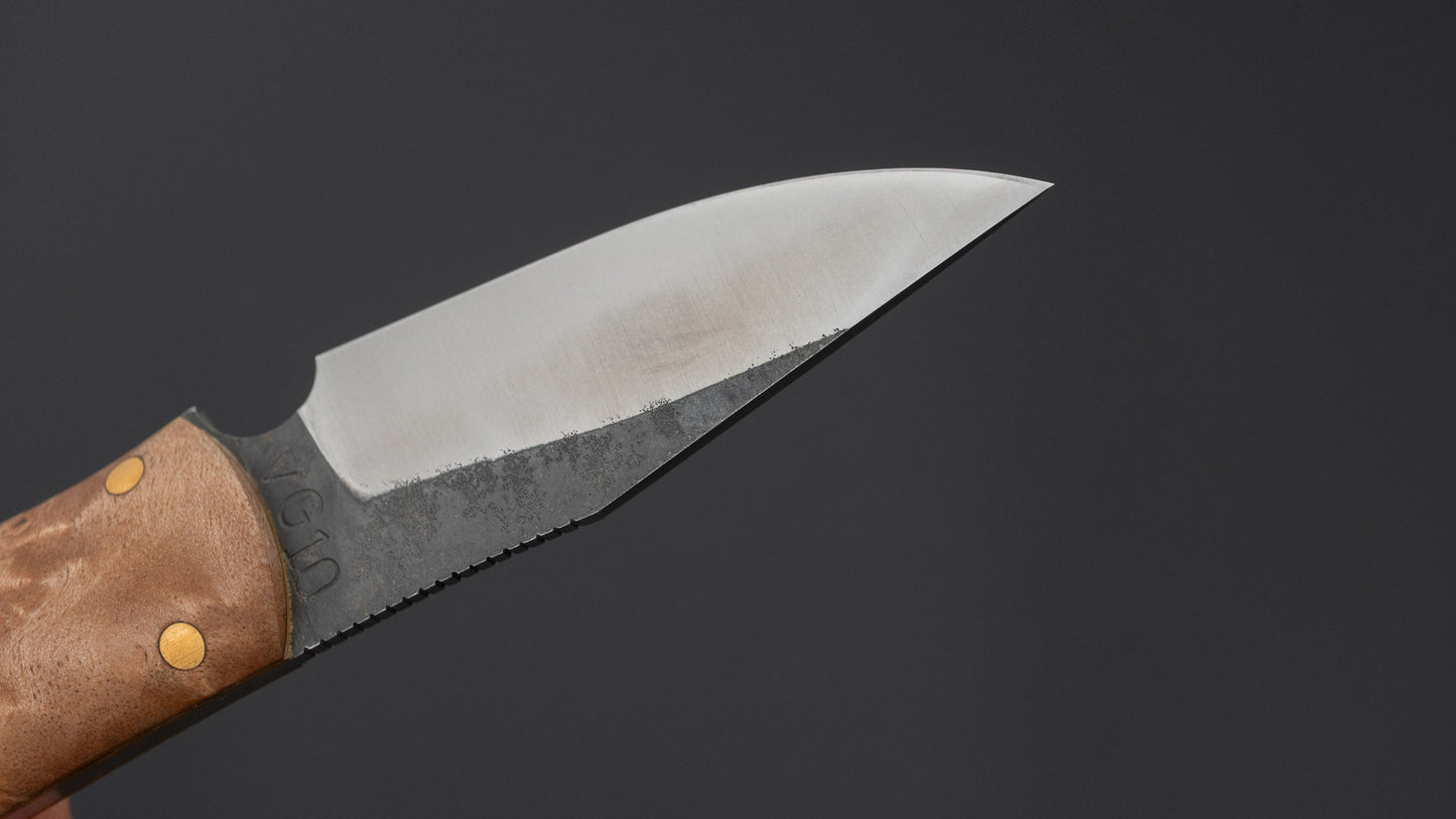 Seino Neck Knife VG10 Fixed Blade Birch Burl Handle (#009)