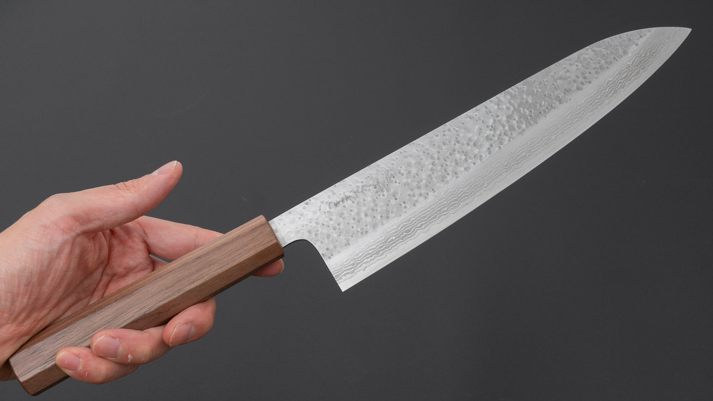 Makoto Kurosaki STK VG-7 Tsuchime Damascus Gyuto 240mm Walnut Handle