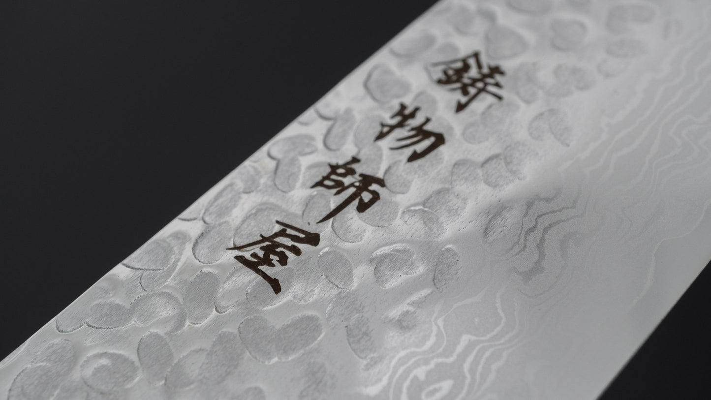 Hitohira Imojiya FW VG10 Tsuchime Damascus Santoku Pakka Handle