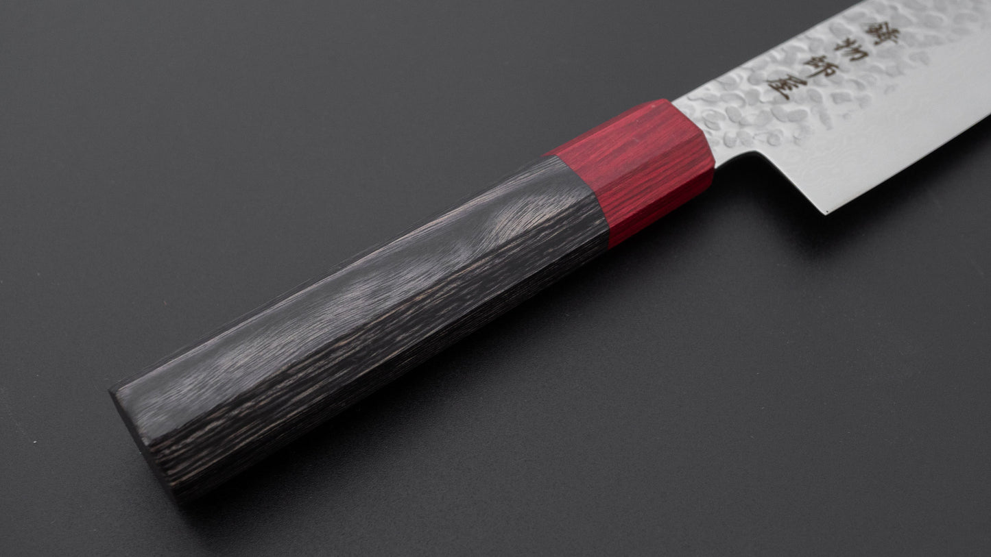 Hitohira Imojiya FW VG10 Tsuchime Damascus Santoku Pakka Handle