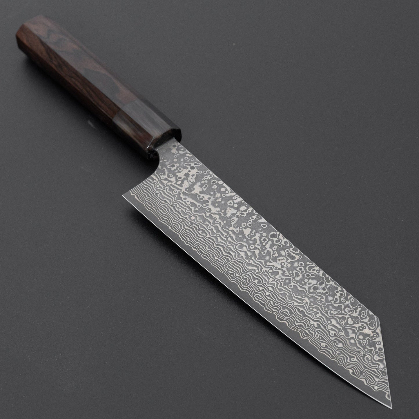 Hitohira Echizen SPG Strix Dark Damascus Bunka 170mm Ebony Handle